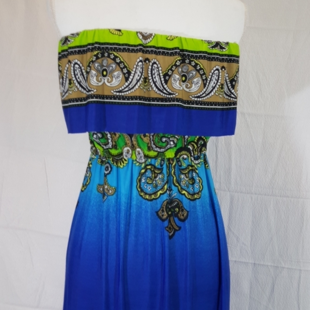 Bongo strapless Paisley  Print summer dress - Picture 5 of 6